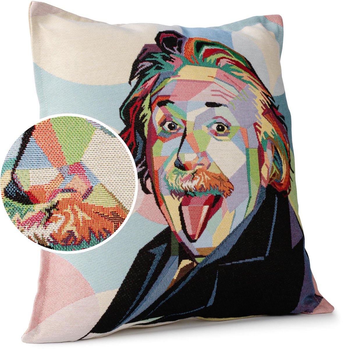 ANRO Sierkussen Albert Einstein 45x45cm – Jacquard Gobelin Inclusief Vulling Bank Woonkamer