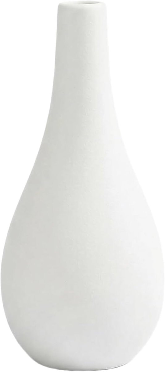 Bloemenvazen keramiek 6 inch - witte kleur - minimalistisch retro design - perfect voor trouwdecoraties - ShopVlot