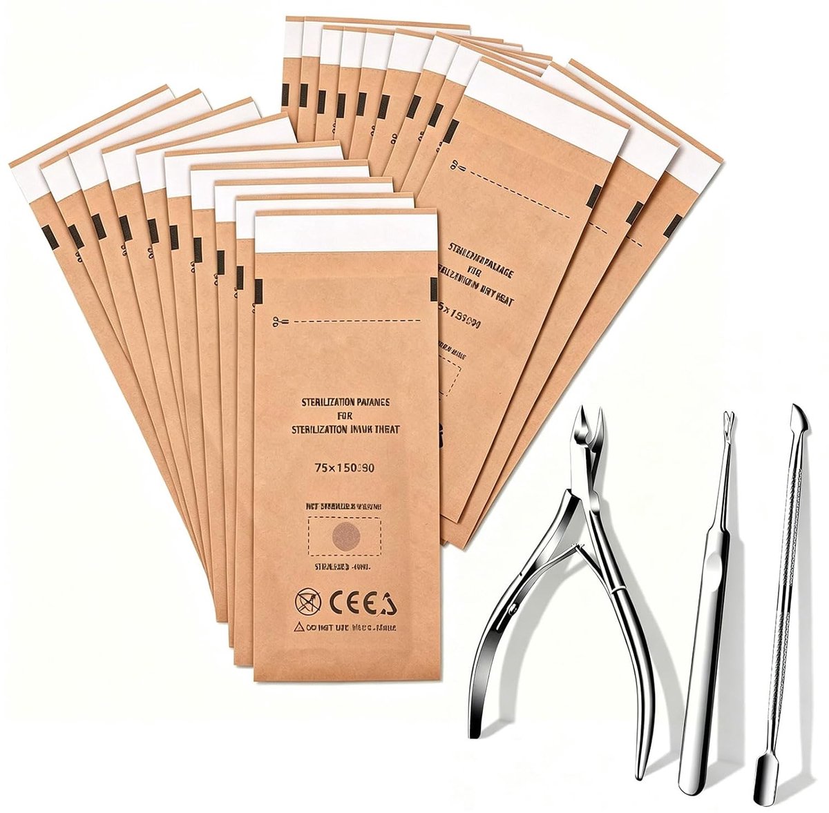 Sterilisatiezakjes, 50 stuks, 75 x 150 mm, sterilisator voor instrumenten, zelfdichtende sterilisatiezakken - ShopVlot