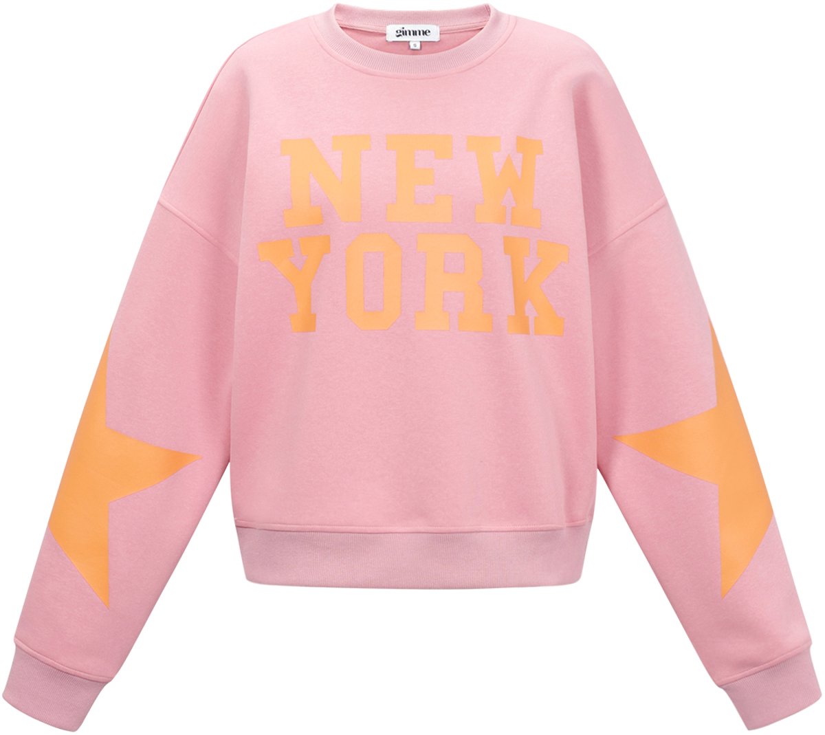 Comfortabele Gebreide Katoenen Dames Longsleeve met 'NEW YORK' Print - Roze - Maat L