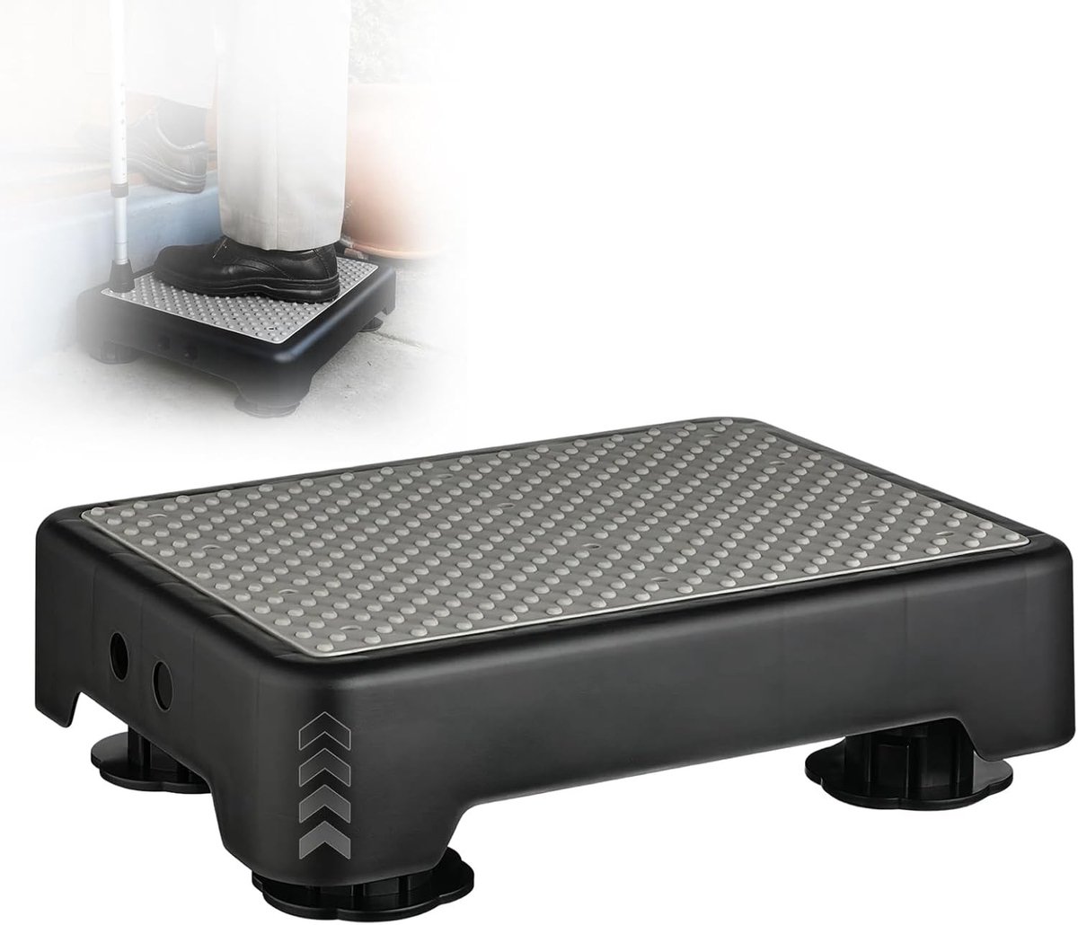 Verstelbare antislip trede met verlichting, 3 hoogtes, max. 250 kg, ideaal voor senioren en kinderen, instap hulp voor douche en auto