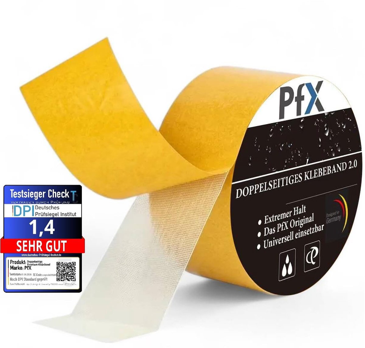 Thijox - Extreem Sterke Dubbelzijdige Premium Weefseltape 20m - Nieuwe 2025 Versie - Ideaal voor Tapijten, Gestructureerde Oppervlakken, Keuken en Bad