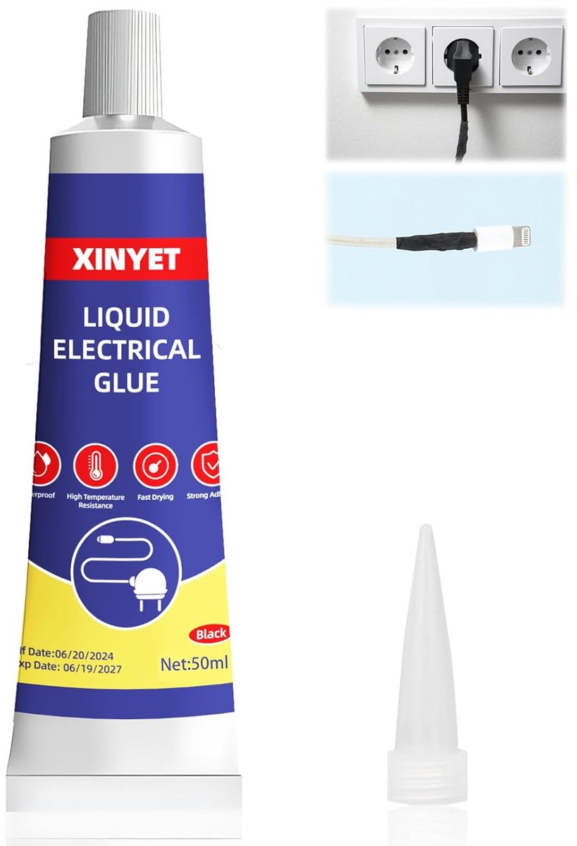 Thijox - Zwart Isolerend Rubber, Vloeibare Tape, Vlamvertragende Lijm voor Kabels en Elektrische Apparaten - 50ml - Hoge Temperatuurbestendigheid - Vo
