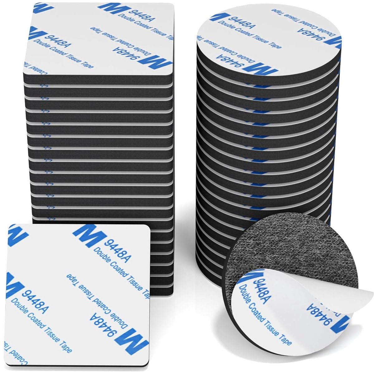 SnelShoppen - Dubbelzijdige Tape Extra Sterke, 40 Stuks Zelfklevende Tape voor Thuis, Kantoor, Auto, School - Sterke Montagetape, Rond & Vierkant, Zwa