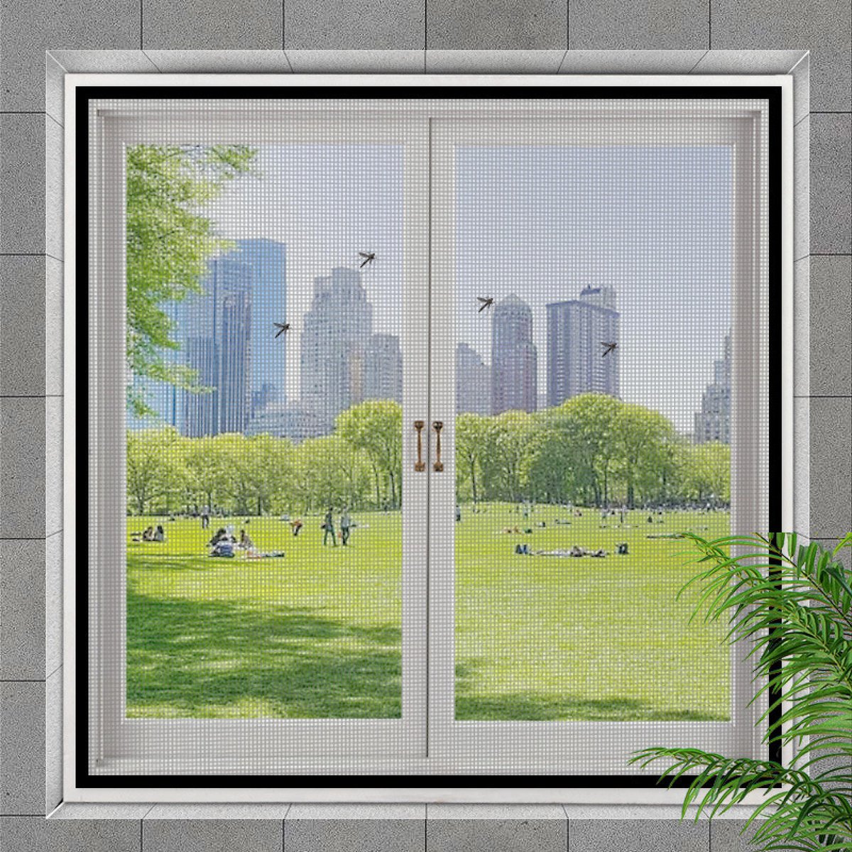 Horrengaas - Raamhor 110x120 cm - Insectenhor - Vliegenhor - Vliegenhor Dakraam - Vrije luchtcirculatie - Raamhor Klittenband - Insectenwering voor ramen – Voor balkon- woonkamer en buitenramen – Grijs gaas met zwarte biezen