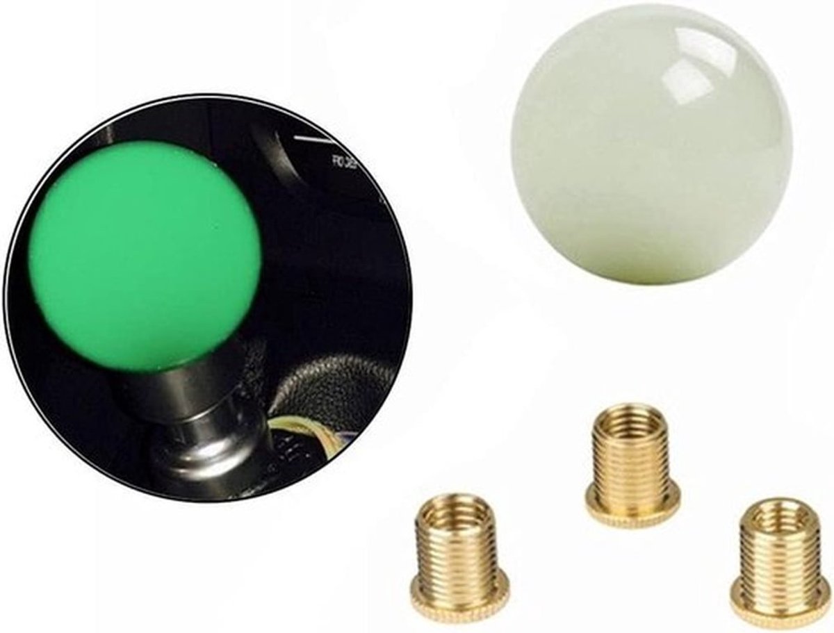 Universele Auto JDM Wit Ronde Keu Lichtgevende Ball Shift Knop voor Handmatige Automatische Voertuigen 5 6 Speed Gear Shifter met adapters