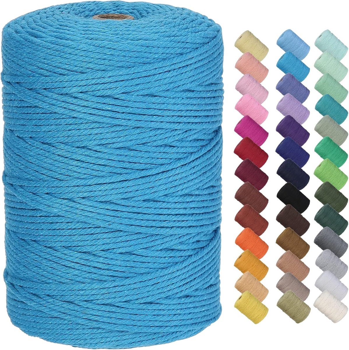 Premium Katoenen Macramé Touw 3mm x 300m - Zacht, Duurzaam en Chemisch Vrij voor Creatieve Projecten en Macramé Kunst