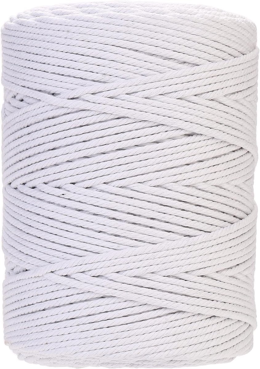 Premium Katoenen Macrametouw 4mm x 300m - Zacht, Chemisch Vrij en Geschikt voor Macrame Kunst en Ambachten