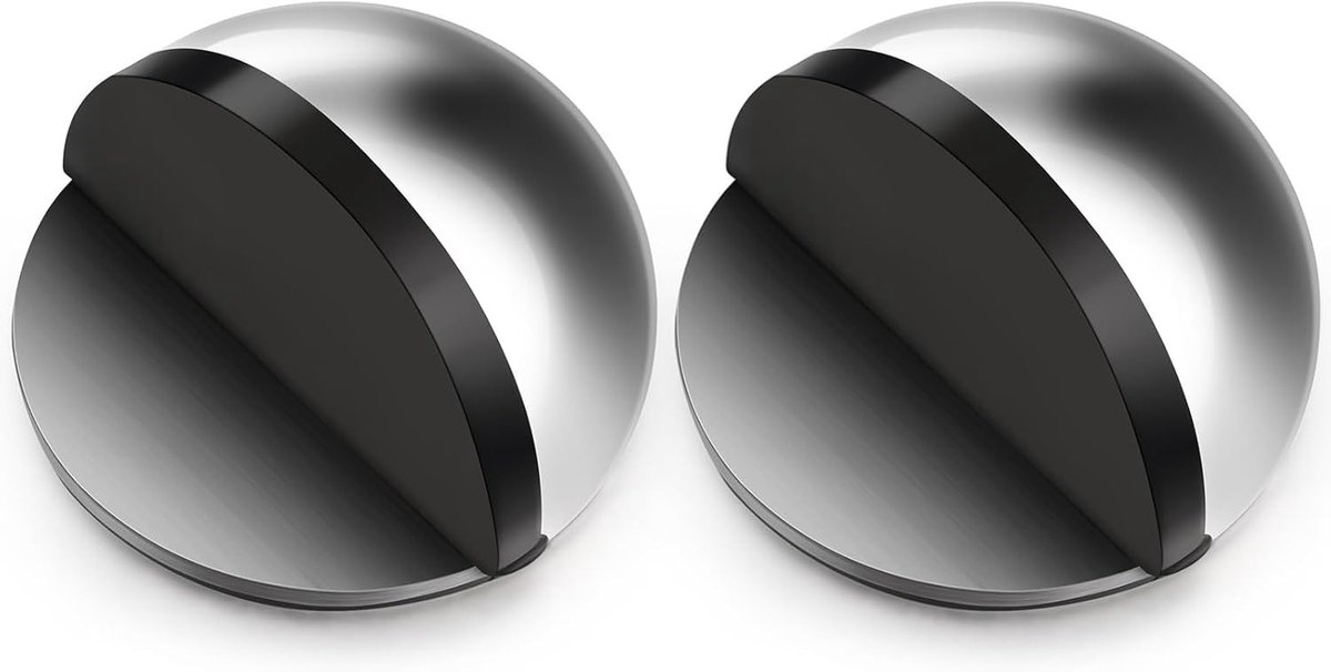 Zelfklevende RVS Ovale Deurstopper, Vloermontage Halve Maan Vorm, Wandbescherming voor Harde Vloeren en Glazen Deuren (Zilver)