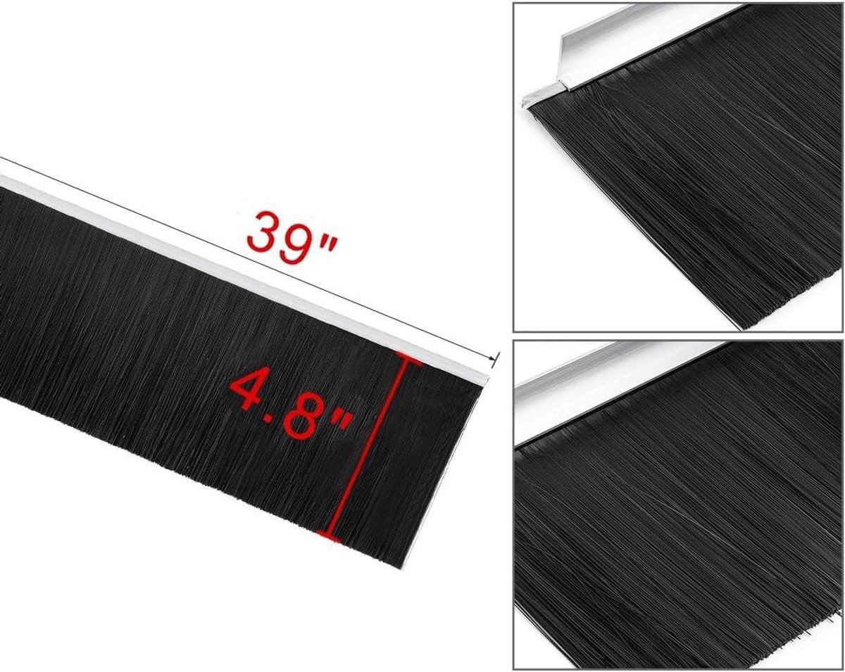 Deuronderveger voor grote openingen, 4.8 x 39 inch, Aluminiumlegering met nylon borstel, Deur tochtstopper en stofdichtingsborstel, Zwart