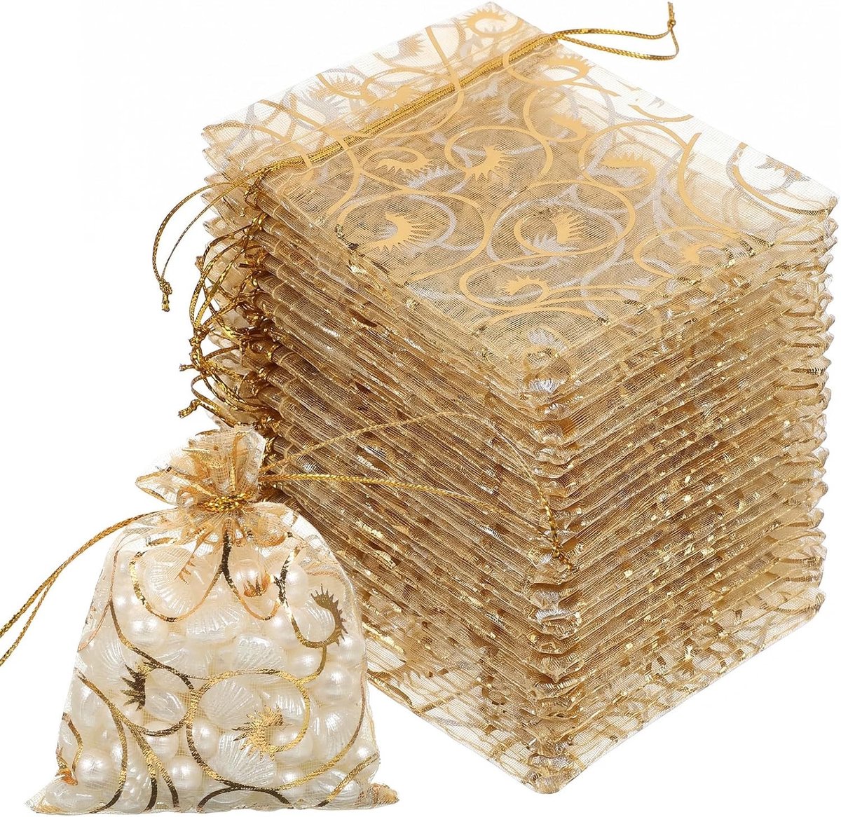 Kleine organzazakjes 7 x 9 cm, 50 stuks, ideaal voor bruiloften, geschenken, snoep en sieraden