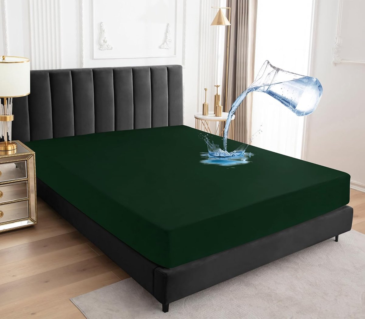 Thijox - Waterdichte matrasbeschermer 160 x 200 cm, ademend hoeslaken, waterdicht, microvezel matrashoes, comfortabel polyester, matrasbescherming, gr