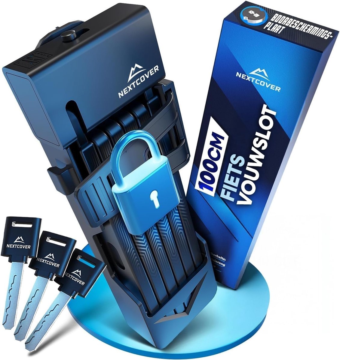Thijox - NEXTCOVER® Vouwslot Fiets FoldOne 100cm - Heavy Duty Fietsslot met SteelSecure Technologie - Gehard Staal - Inclusief Houder & 3 Sleutels - Z