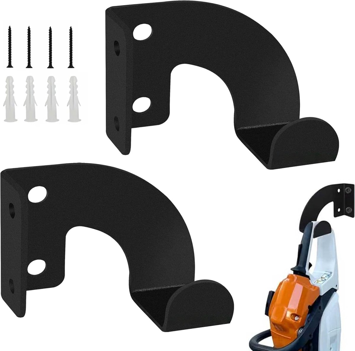 Thijox - Motorzaaghouders 2 stuks - Wandhouder voor Tuingereedschap - Zware Kettingzaag Gereedschapshouder - Metalen Wandhouder voor Tuin Garage Werkp