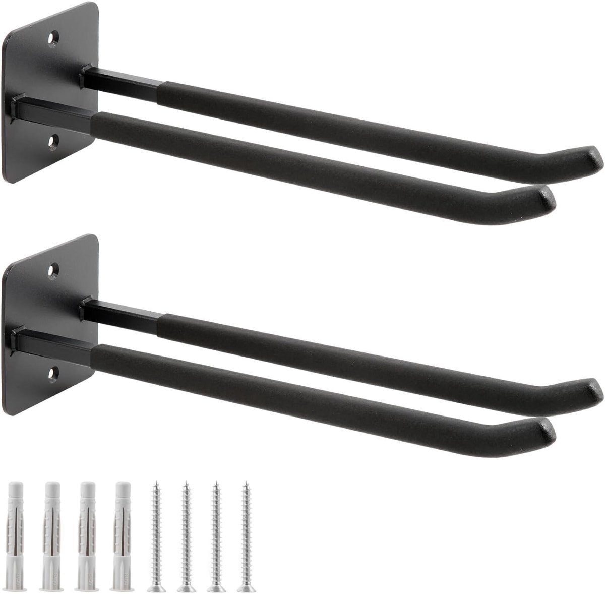 Thijox - Verbeterde Garagehaken 14 inch - Dubbele Stalen Opberghaken voor Gereedschap, Tuingereedschap, Autobanden - 2 Stuks Schud-Organizer - Ideaal