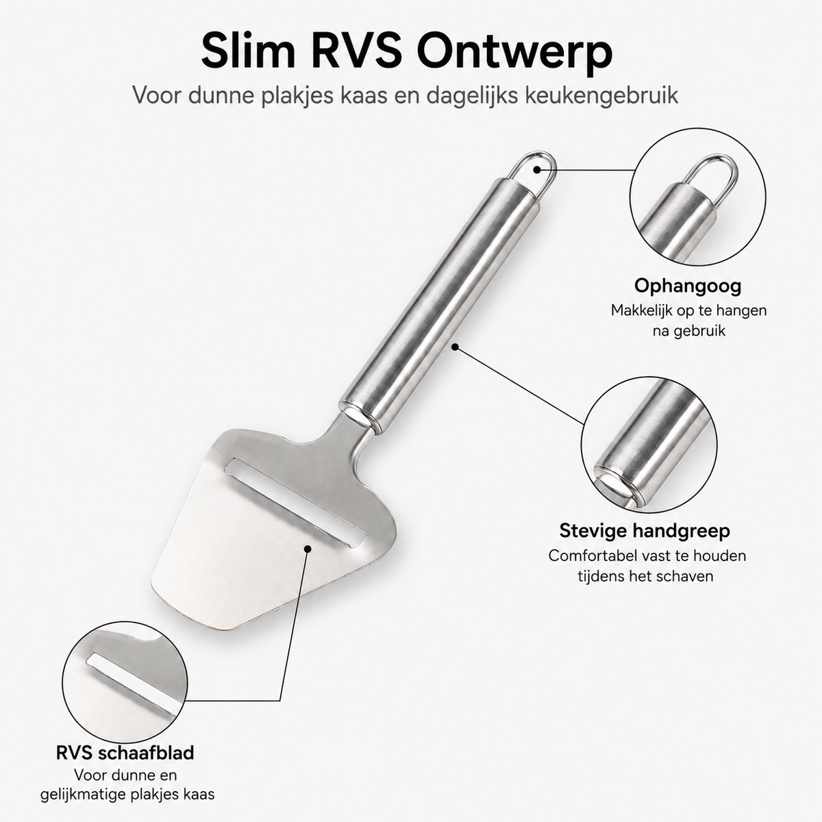 Kaasschaaf - Scherp-duurzaam-voor harde en halfharde kazen - Vaatwasserbestendig - Keukengerei - Keuken accessoires - RVS — cadeau in Cadeau-ideeën - foto 2