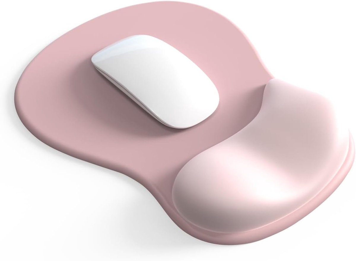 Ergonomische Muismat met Gelkussen en Handsteun, Antislip Ondergrond, Comfortabel voor Computer en Laptop, Roze