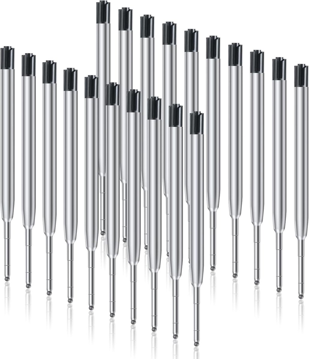 Thijox - OFFCUP Gel Pen navullingen 20 stuks, vervangbare metalen balpen met medium punt, sneldrogende zwarte inkt, ideaal voor kantoor en school