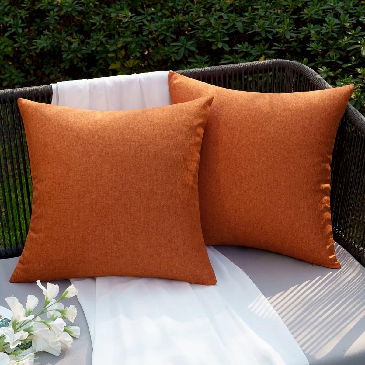 SnelShoppen - Waterproof Tuinkussenhoes 40x40 cm - Set van 2 - Oranje Polyester Kussenslopen voor Buiten, Balkon, Tuin, Woonkamer, Decoratie
