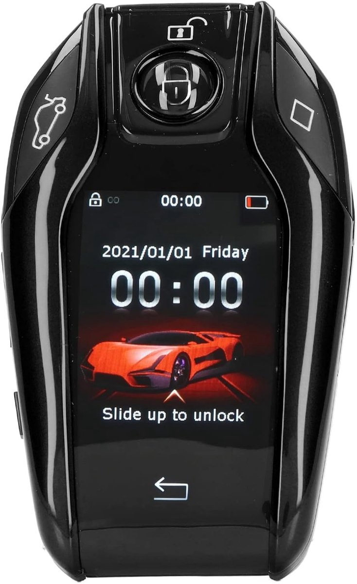 Slimme Afstandsbediening Auto Sleutel met LCD Touchscreen, Keyless Entry, Auto Ontgrendelen en Raambediening, Anti-Verlies Functie, Geschikt voor Alle Motoren (Zwart)