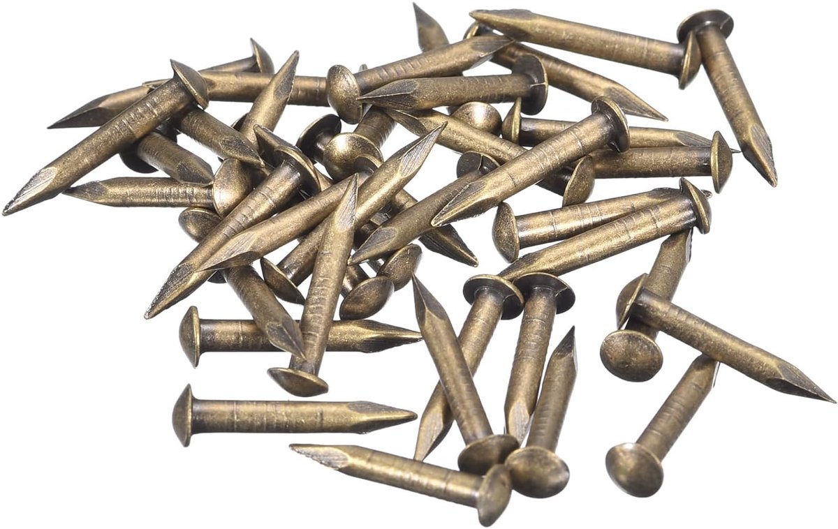 SnelShoppen - 70 Stuks Messing Spijkers 2x15mm - Ronde Kop Kleine Spijkers voor DIY Wanddecoratie, Houten Decoratieve Dozen, Corrosiebestendig, Bruin