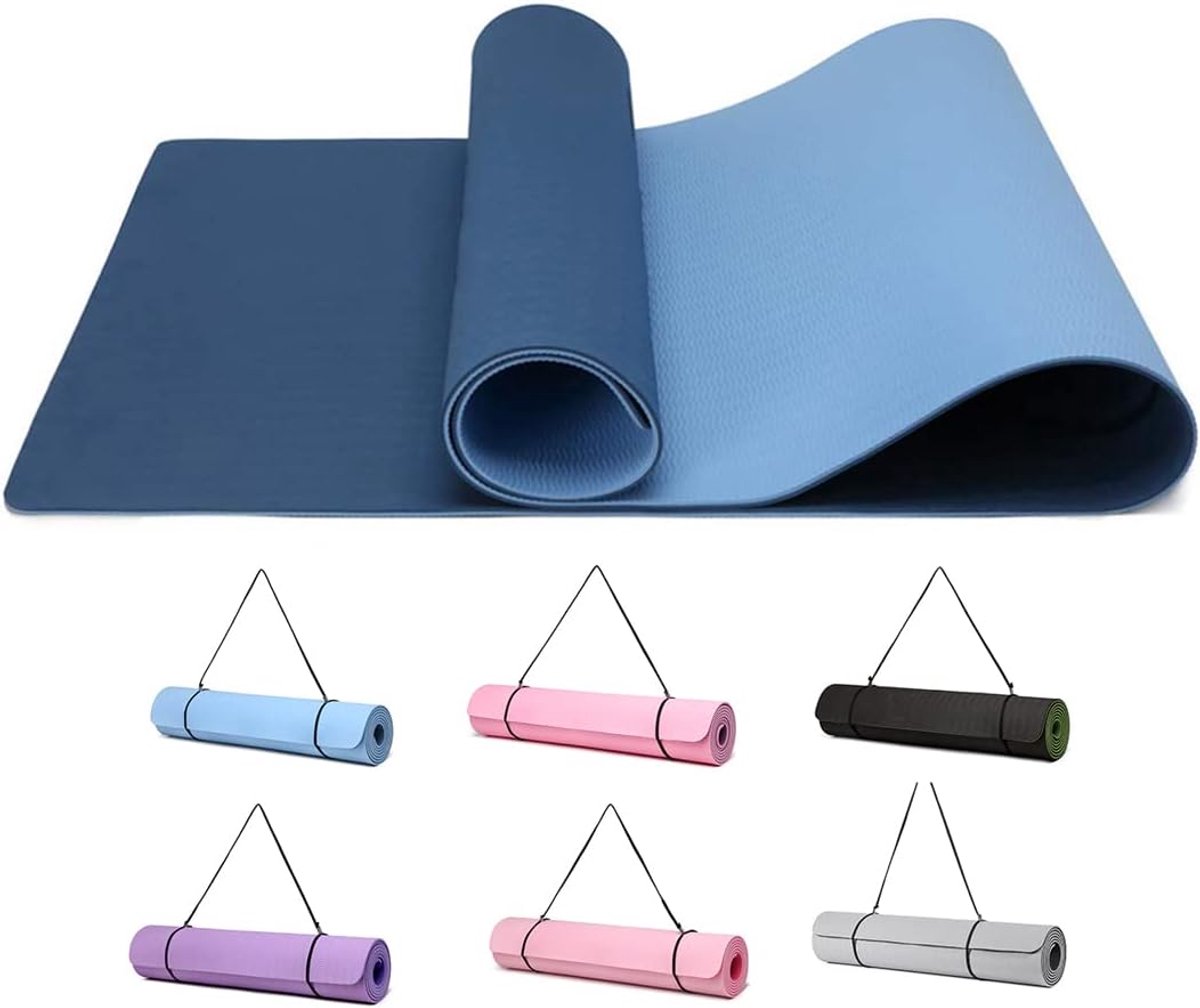 Thijox - Good Nite Gymnastiekmat, Antislip Yogamat 183x61x0,6 cm voor Fitness, Pilates, Turnen, Meditatie, Marine Blauw