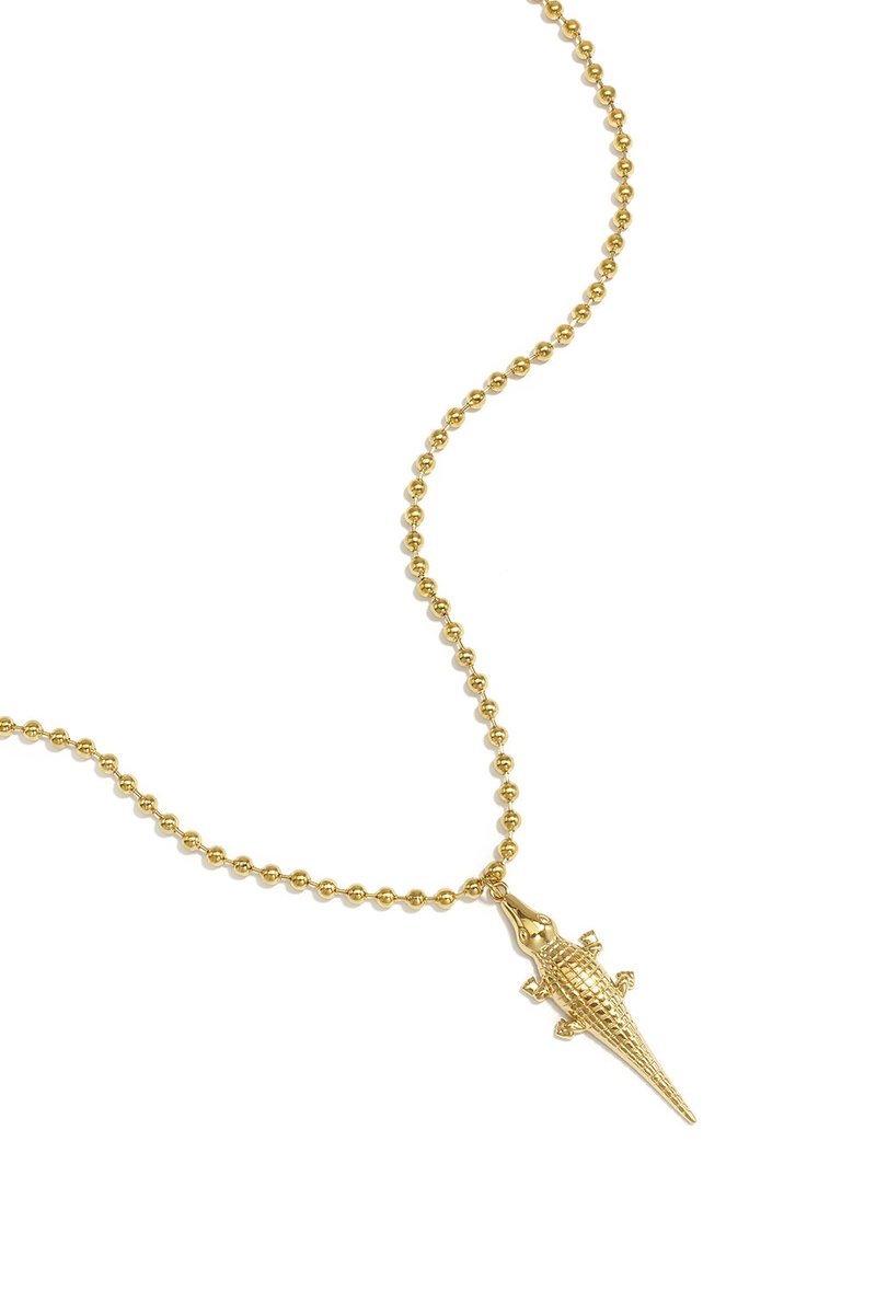 Bijoutheek Collier Krokodil Ball Chain Goudkleurig