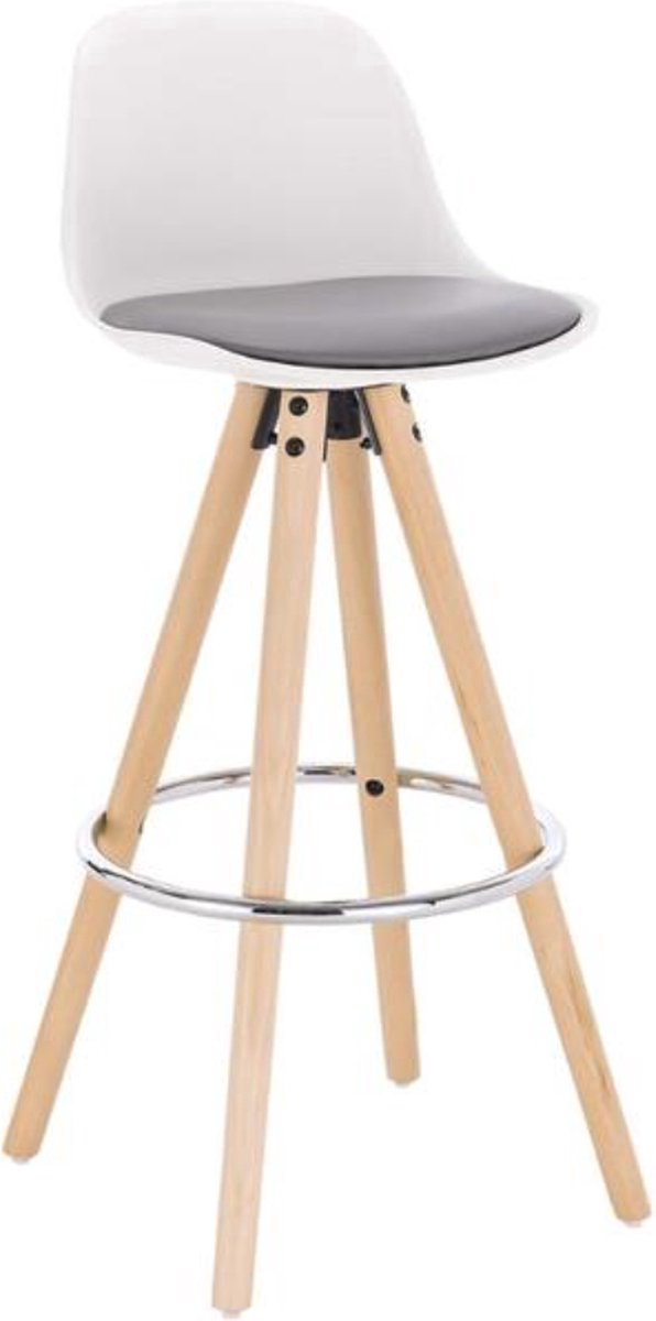Saphly Barkrukken Set 75cm Grijs - Grijs/Wit, Kunstleer en Zithoogte 75cm - Voor Eetkamer, Keuken en Woonkamer