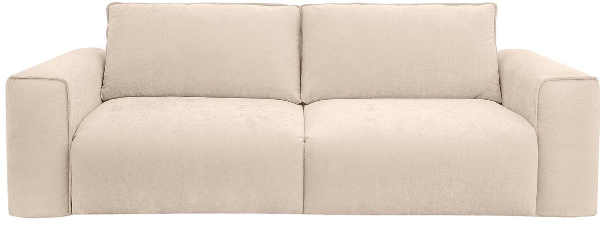 Vente-unique Vierzitsslaapbank met snelle uitklapmechanisme in beige stof - Slaapoppervlak 160 cm Matras 13 cm POGLO