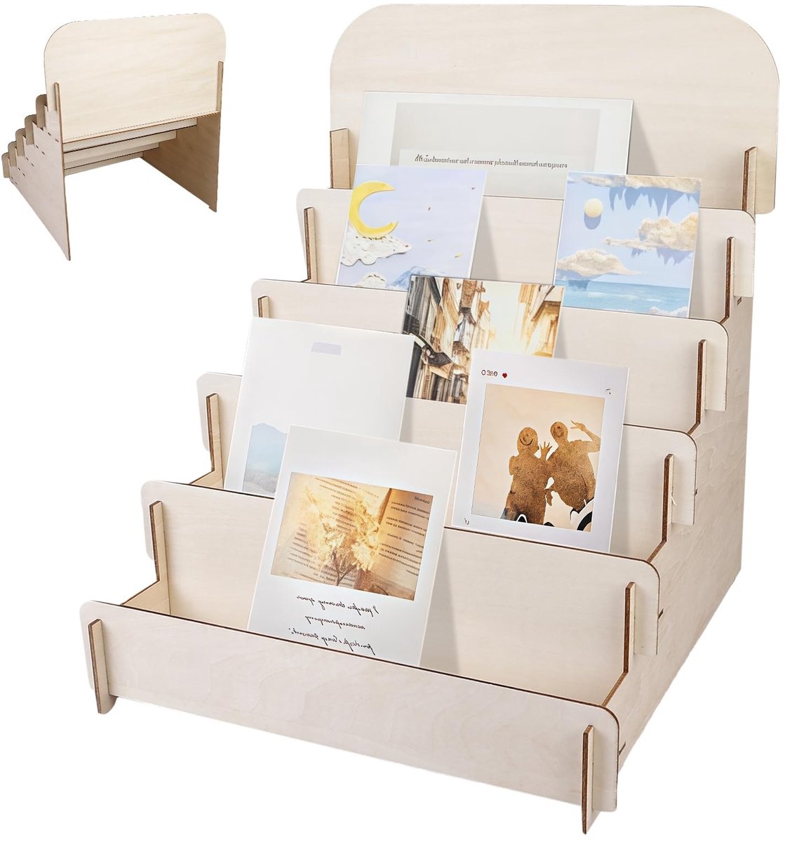 Dailygoods - Houten Kaartenstandaard met 5 Etages voor Presentatie