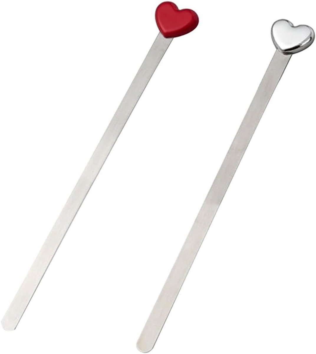 Set van 2 metalen hartvormige boekenleggers - lange pagina markers voor mannen, vrouwen en kinderen - perfect als cadeau voor kerst en verjaardagen