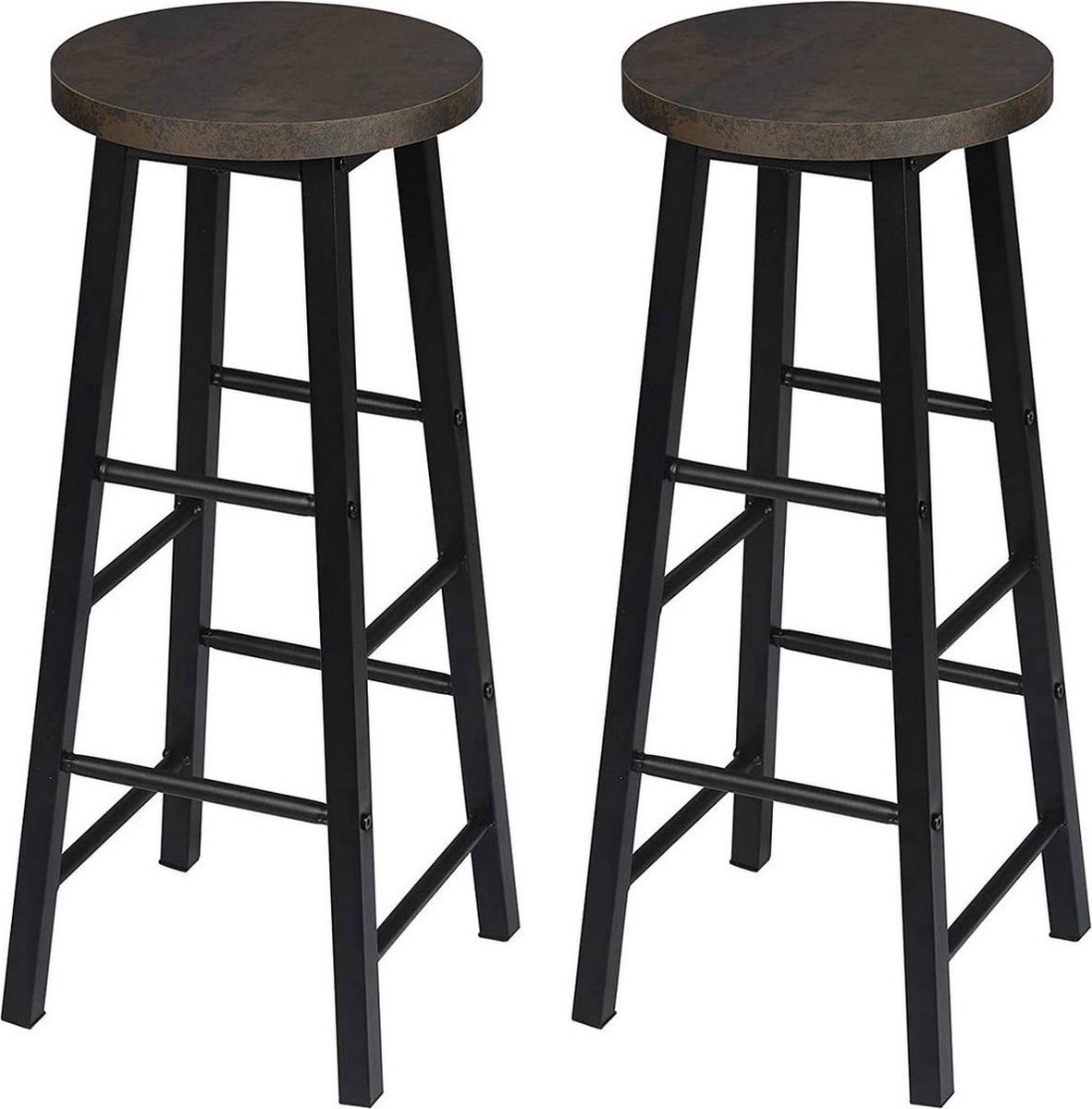 Barkrukken Set 71cm - Zithoogte 71cm, Roestig en Zonder rugleuning - Voor Eetkamer, Keuken en Woonkamer