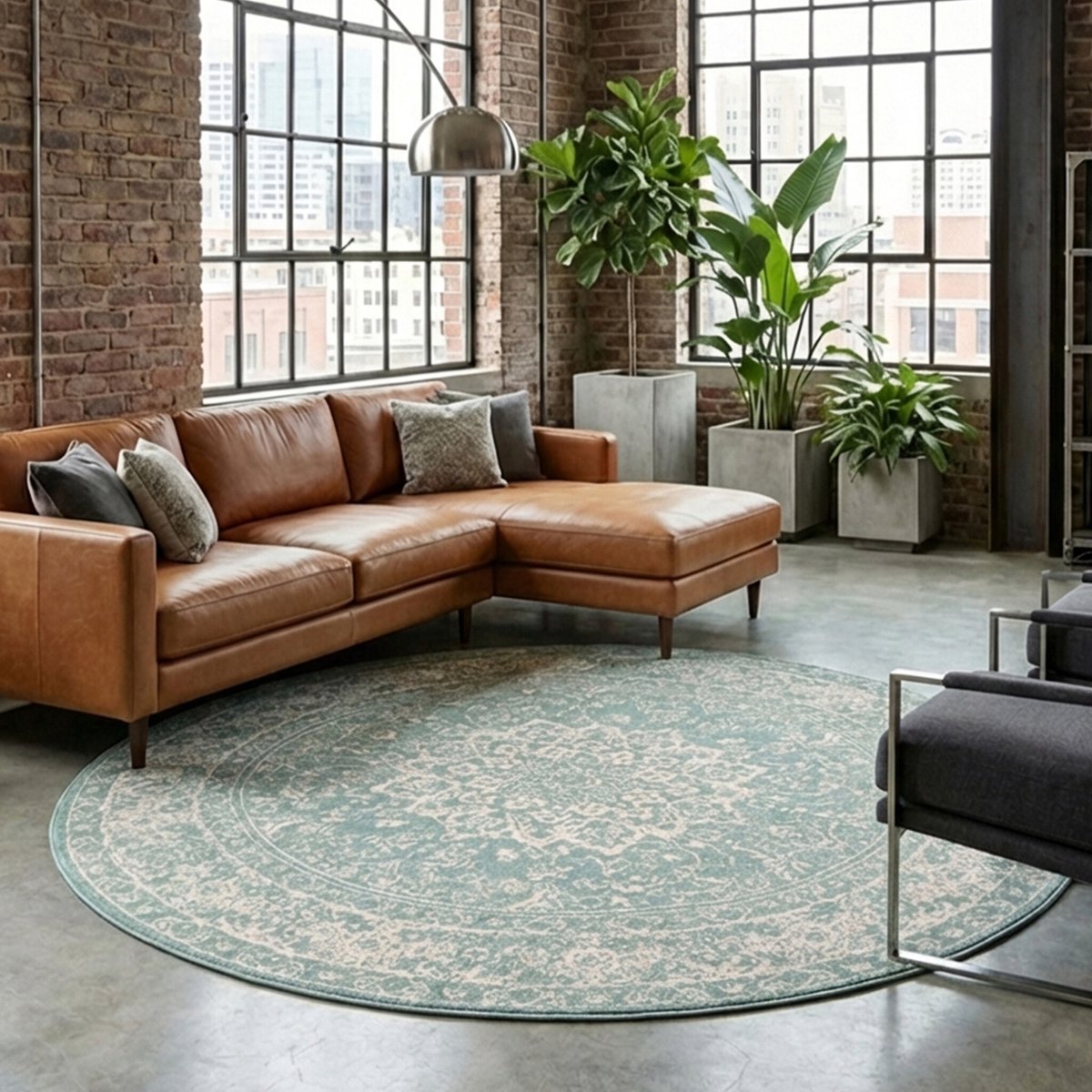 Fraai Rond vintage vloerkleed - Wonder Oriental Groen - Ø 120cm