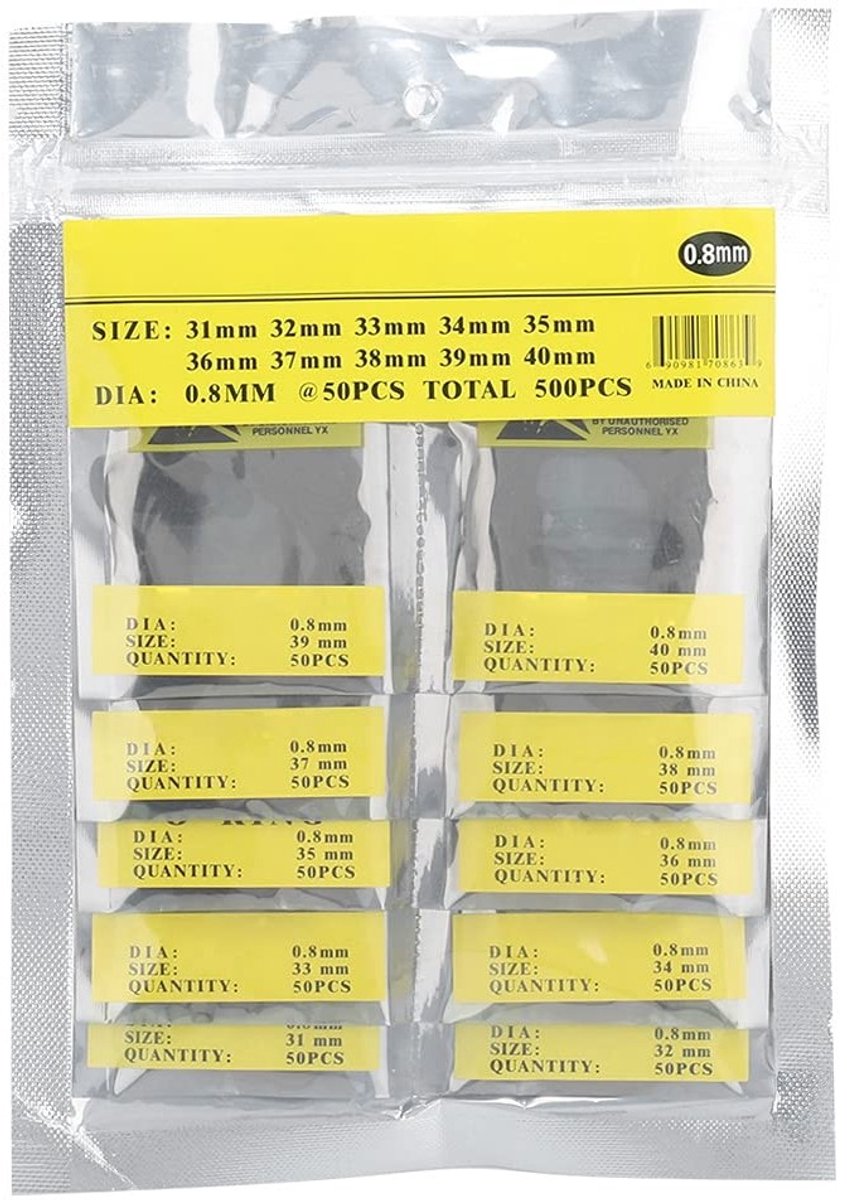 Duurzame O-Ring Gasket Set voor Horloges - 500 Stuks Rubber Seals voor Horlogereparatie en Vervangingen