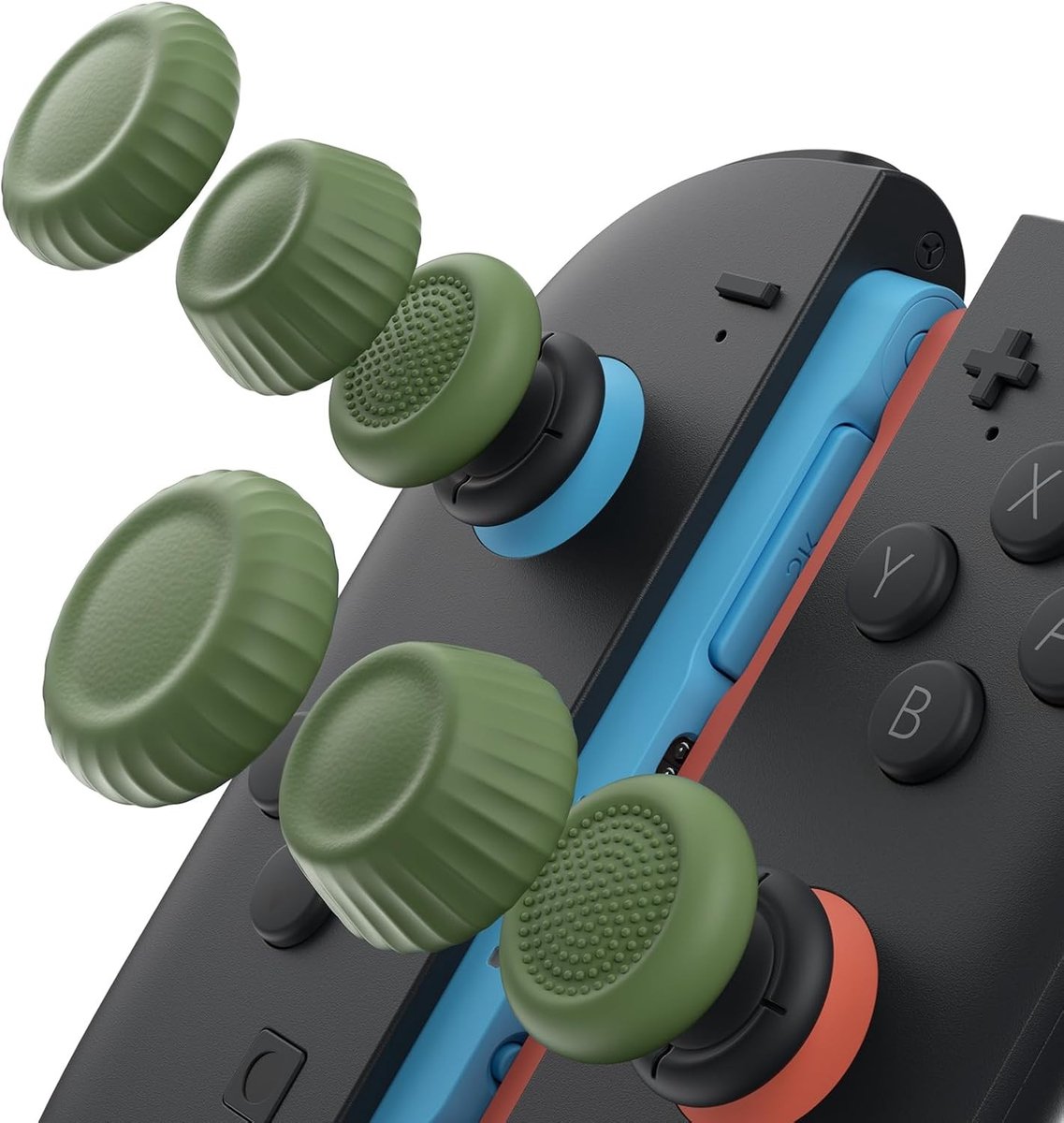 Verbeterde Joystickdoppen voor Nintendo Switch 2, comfortabele grip, duurzame accessoires, 3 paar (6 stuks) voor JoyCon Controllers, groen