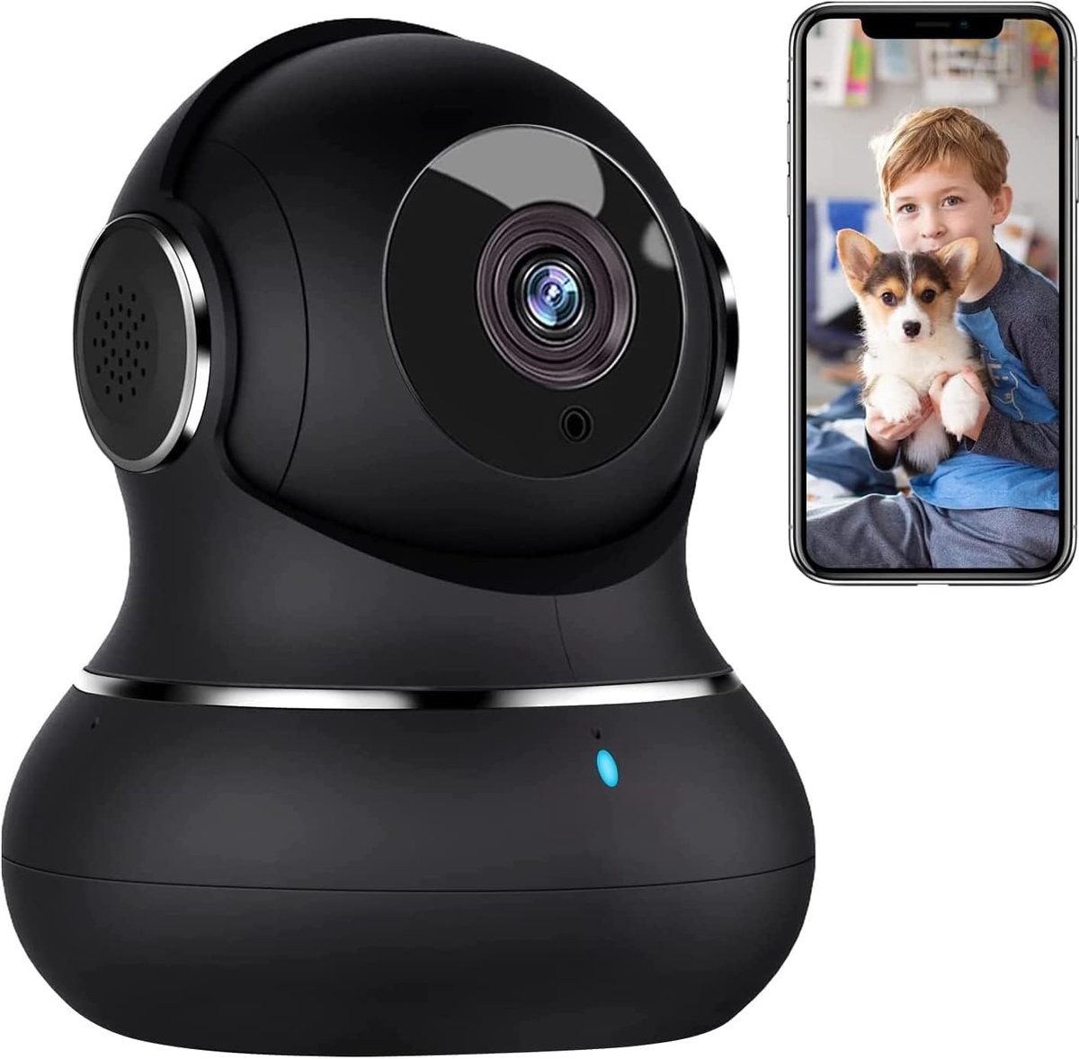 Beveiligingscamera Binnen - Smart Camera Huis - Huis Bewaken - 360 Graden Bewegingsdetectie - 2K Resolutie - Zwart