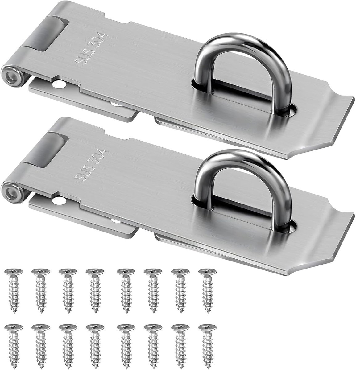2 x RVS Hangslot 10 cm - Veiligheidslock voor Deuren, Ramen en Kasten met Schroeven voor Extra Beveiliging