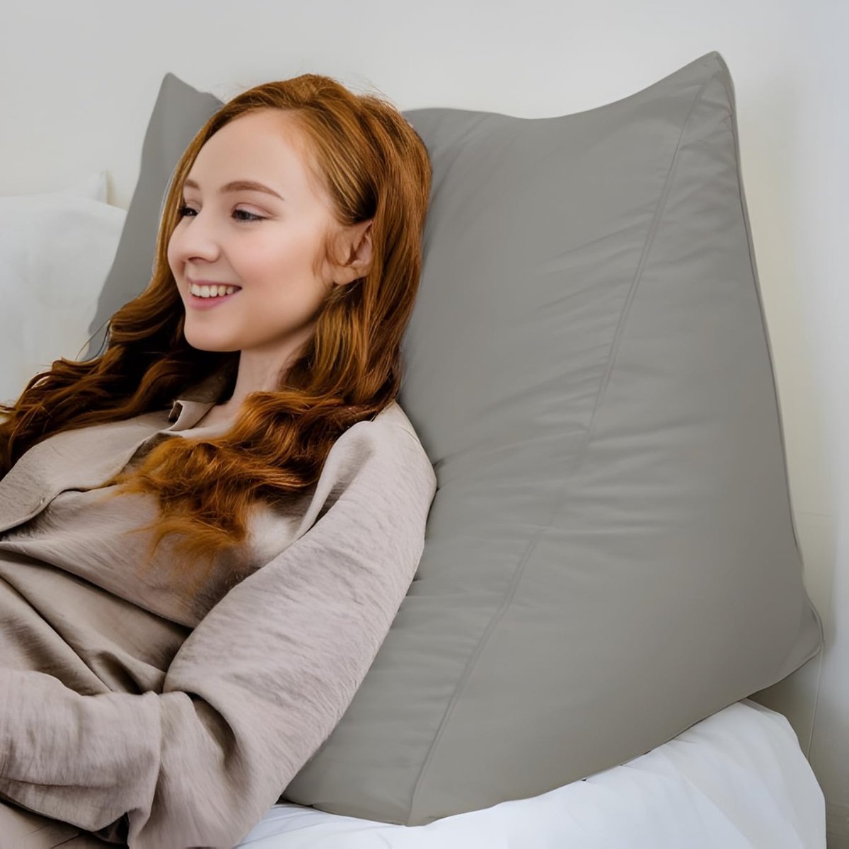 Leeskussen - Bedkussen Rugsteun - Comfortabel Lezen - Vormvast Memory Foam - Normaal - Grijs