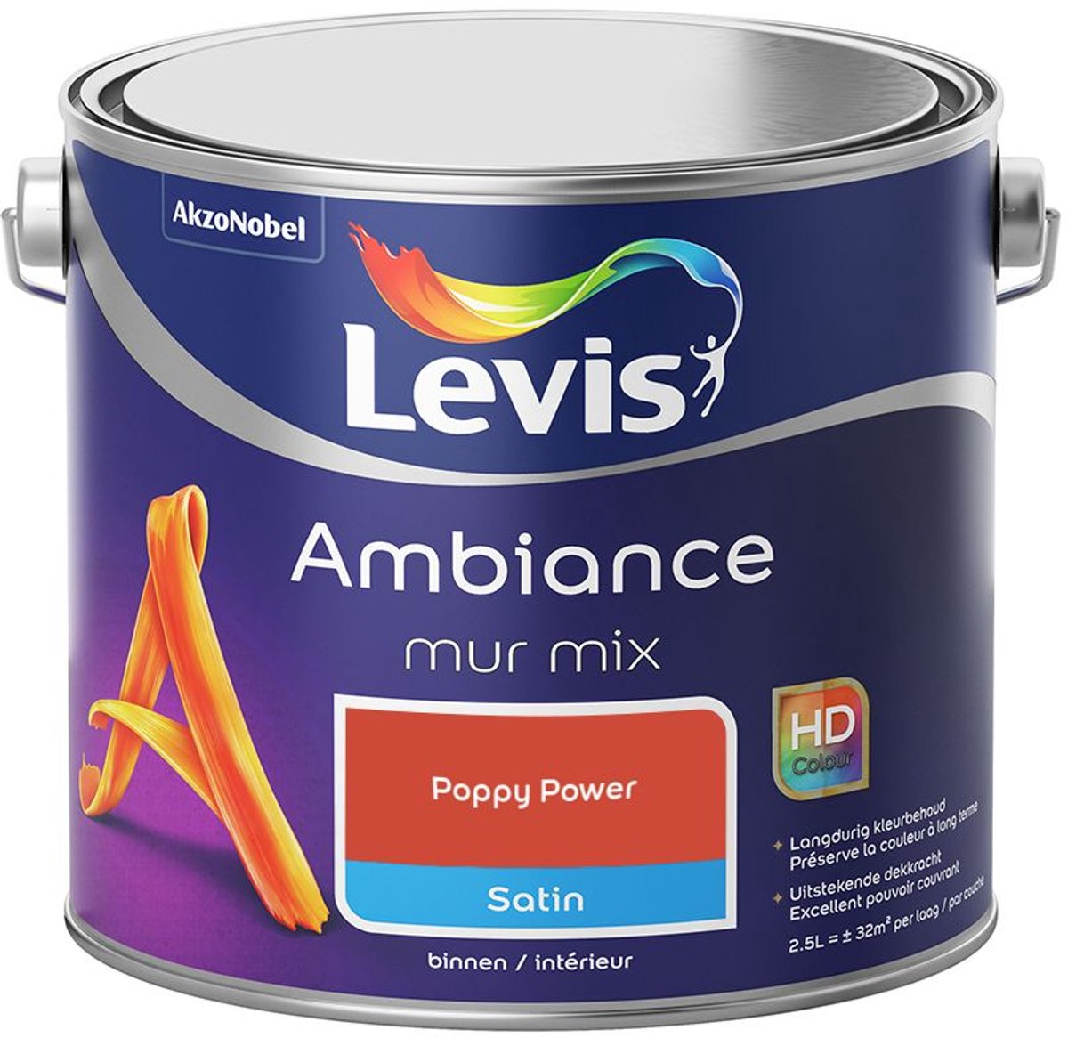 Levis - Ambiance Mur Satin Mix - Poppy Power - Mengverf - 2,5 L