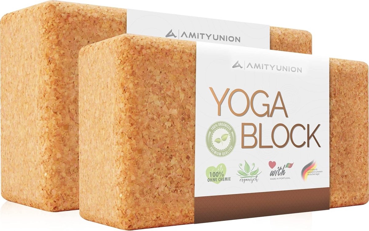 Yoga Blokken Set - Kurk - 100% Natuurlijk - Antislip - Voor Beginners en Gevorderden