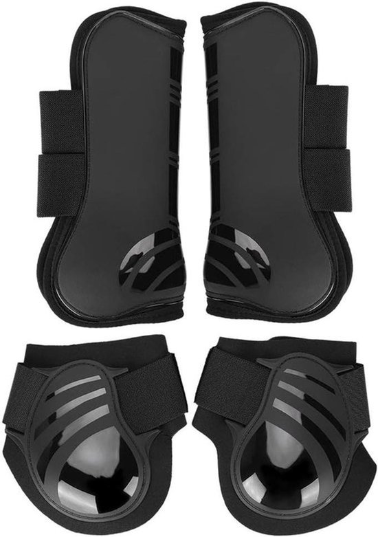 MK Stoer -Peesbeschermers voor paarden - Beenbescherming - Elastisch - Zwart - Paardrijden - Show Wedstrijd - Geschikt voor Pony's - Zwart Model - 4 Stuks Peesbeschermers Elastisch PU Voorkant Achterkant Schokabsorberend (L-zwart) MK Stoer -Peesbeschermers voor paarden - Beenbescherming - Elastisch - Zwart - Paardrijden - Show Wedstrijd - Geschikt voor Pony's - Zwart Model - 4 Stuks Peesbeschermers Elastisch PU Voorkant Achterkant Schokabsorberend (L-zwart)