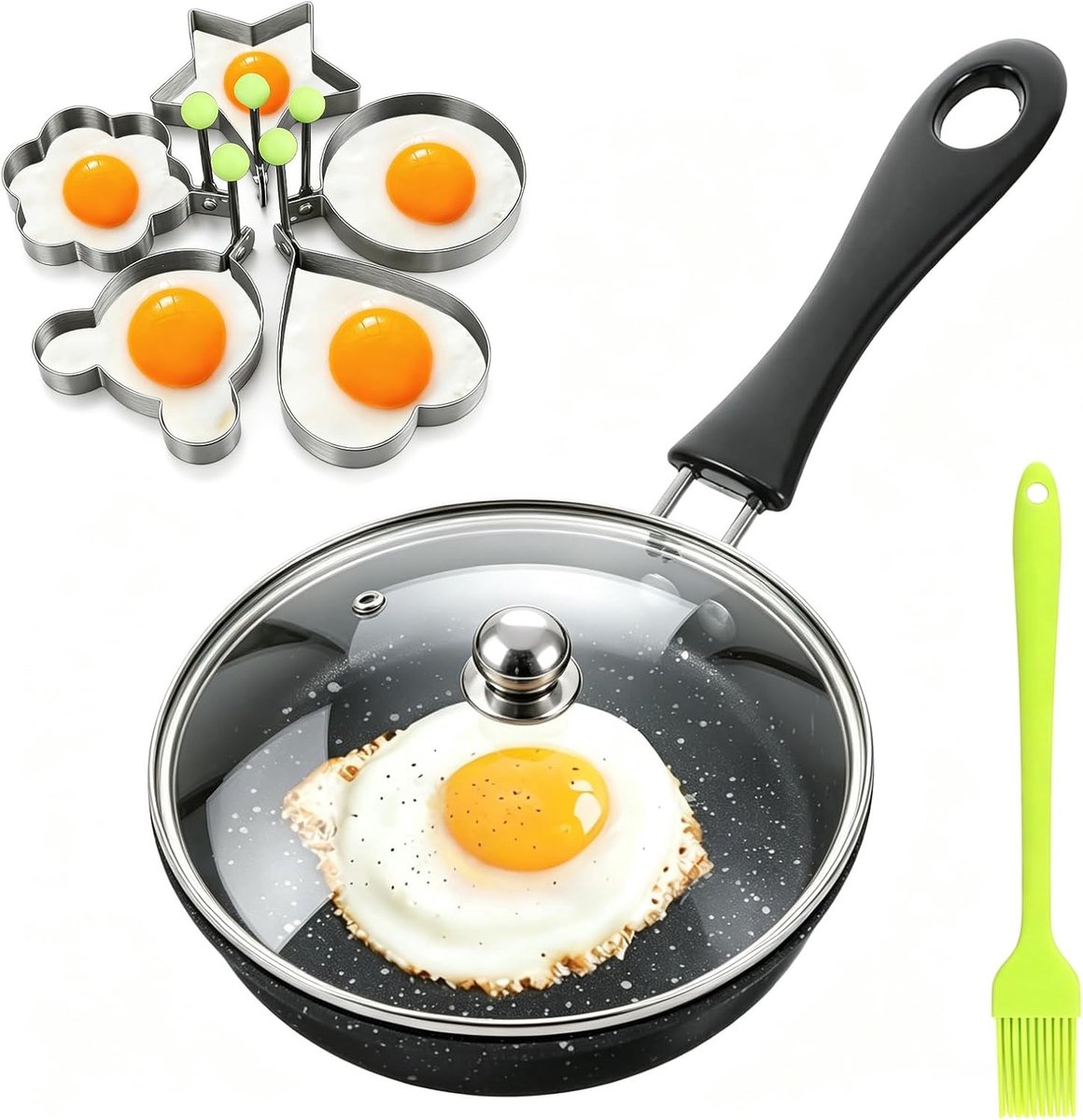 Mini Pan Kleine Koekenpan Ontbijt Maken Antiaanbaklaag 12 cm Zwart