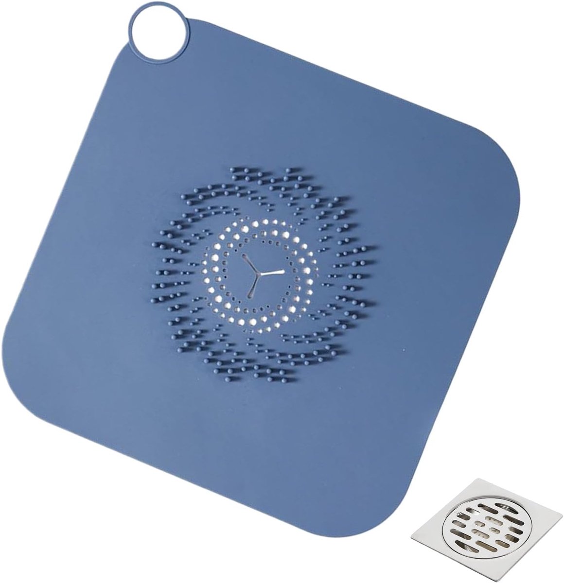 Douche Haarstopper - Afvoerzeef Vloerfilter - Afvoer Verstopping Voorkomen - Zelfnivellerend Ontwerp - 28 cm - Blauw