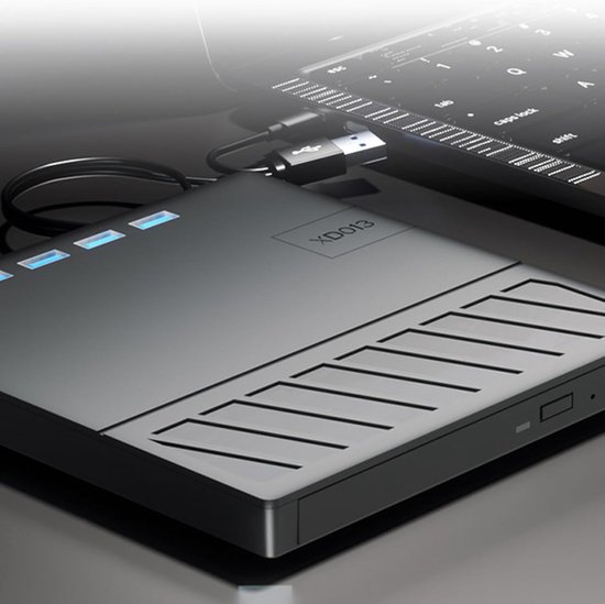 Externe Schijf Drives - Dvd Brander Lezer - Data Overzetten - 7 Poorten Hub - 14.2 cm - Zwart — afbeelding 3