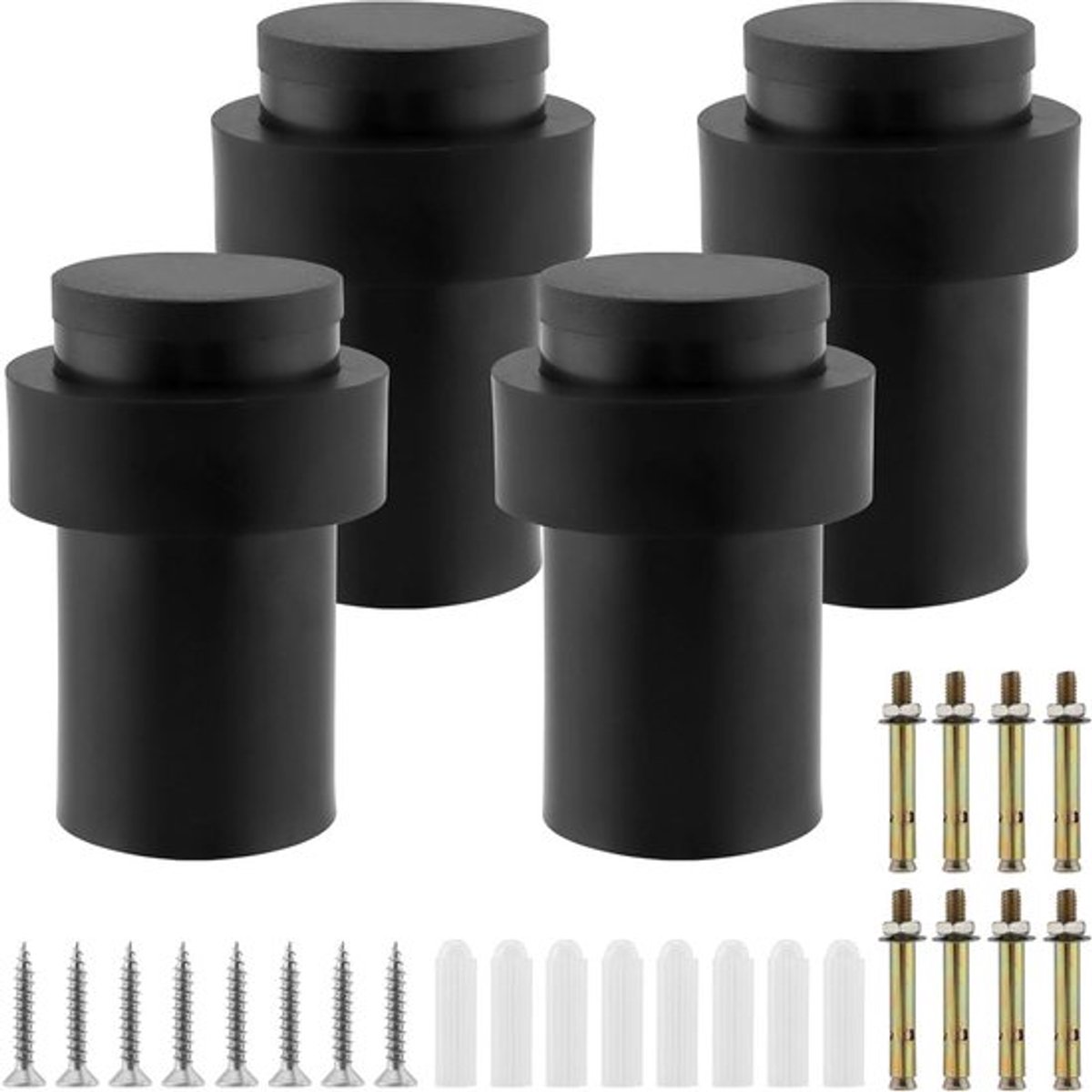 Set deurstoppers Inovra Plus, 4 stuks roestvrij staal zwart