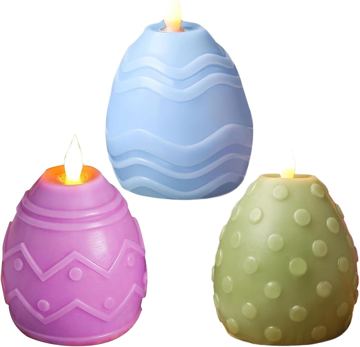 Paaskaarsen Set - Decoratieve kaarsen - Feestelijke decoratie - Vlamloos ontwerp - 3 stuks - Warm licht