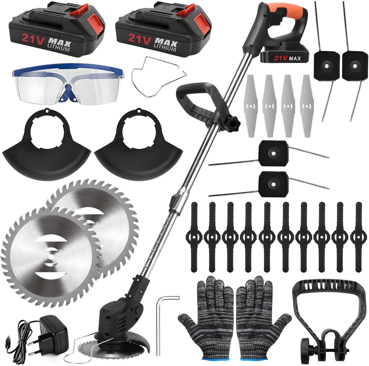 Accu-Grasmaaier – 1800W Borstelloze Motor, 1500 tpm, 15cm Snijbreedte, 2 Batterijen, Verstelbare Hoogte – Voor Thuis & Tuin