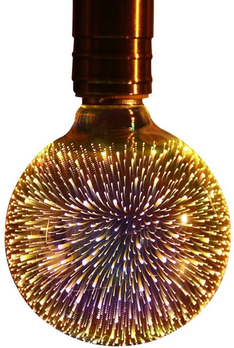Dailygoods- LED-lamp 3D Vuurwerk - Vintage Bolvorm - E27 Schroefbasis - Decoratieve