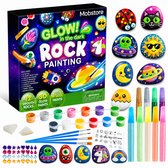 Mobstore Happy Stones - Stenen Schilderen Set - 100+ onderdelen - Glow in the Dark Happy Stones - Knutselen - Knutselset voor Meisjes & Jongens - Knutselpakketten