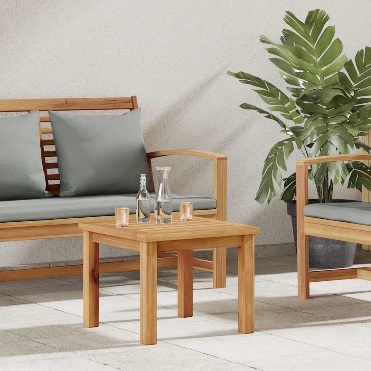 Salontafel Buiten - Tuintafel Terrastafel - Buiten Zitten - Massief Teakhout - 45 x 45 x 36 cm - Bruin